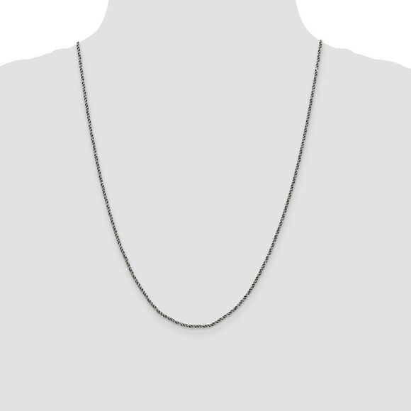1.7mm Sterling Silver Black Plated Twisted Wheat Chain Necklace, 24 In - Picture 2 of 8